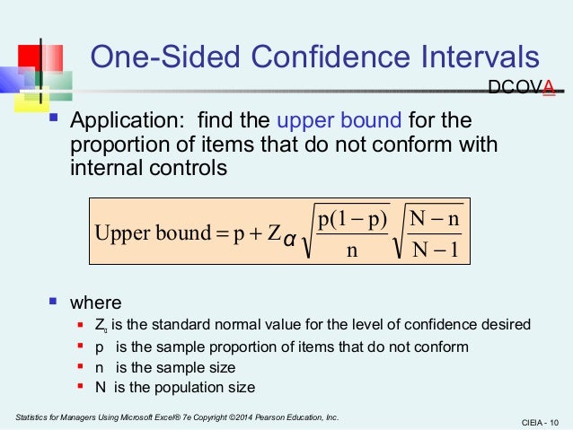 single sided lower confidence level